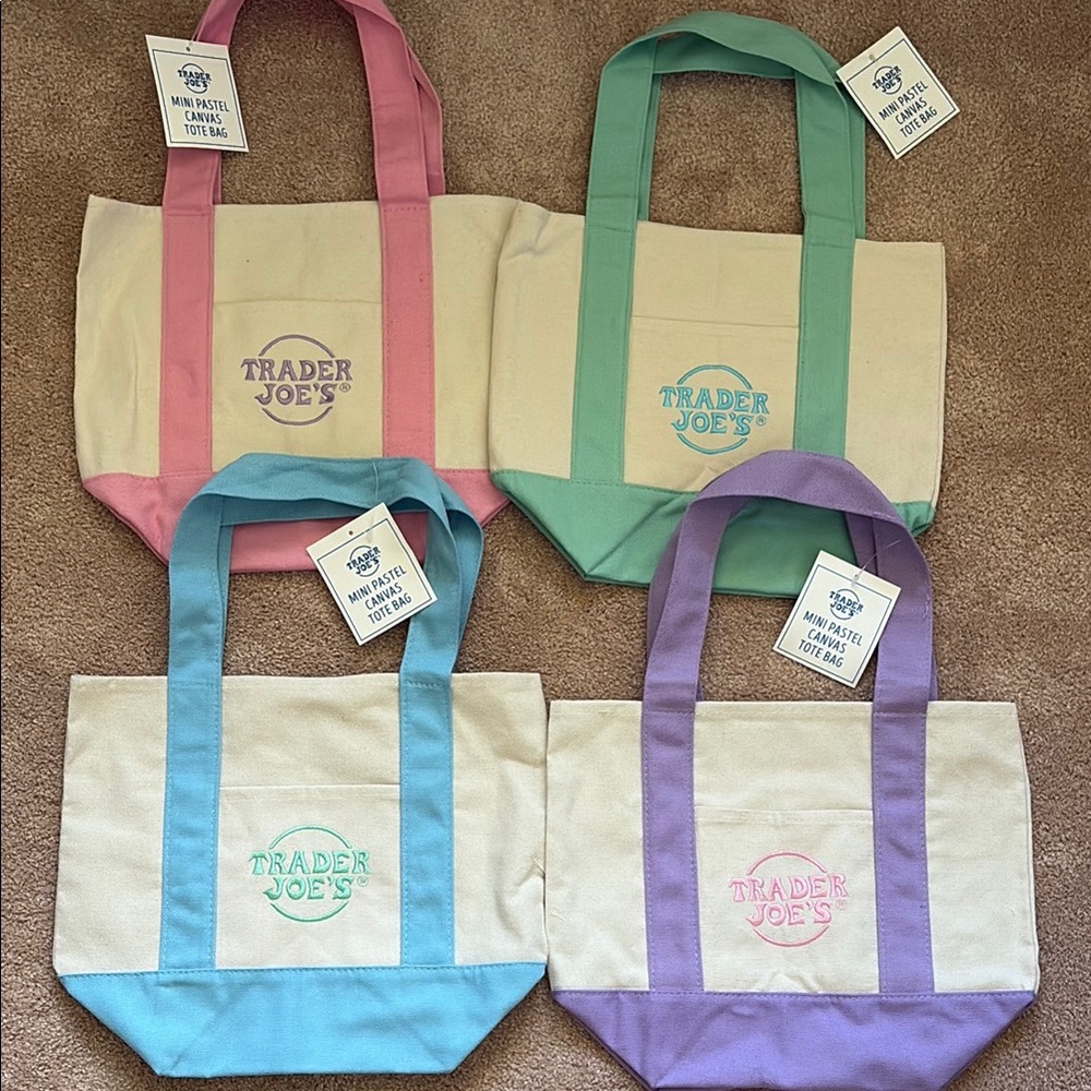 Trader Joe’s
Pink, Green, Purple and Blue Canvas Totes for Everyday Use